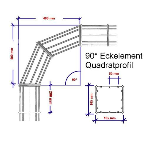 rankbalken quadratisch 90 Abmessungen w