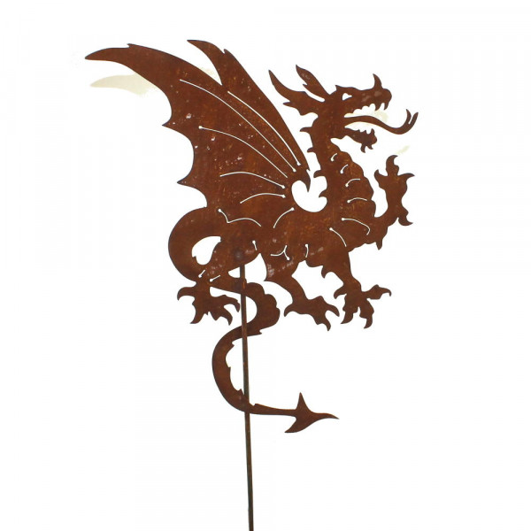 Feuerdrache Stab Edelrost Gartdendekoration