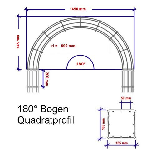 rankbalken quadratisch 180 Bogen Abmessungen w
