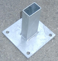 Bodenplatte für Rechteckrohr 60x40mm, 150x150x8,0mm, verzinkt