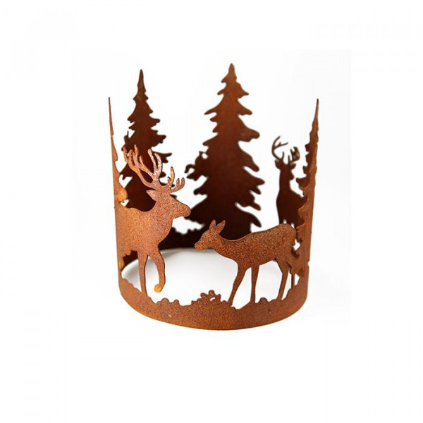 FoRi10 Forest Kerze Ring Dekoration Tisch Winter Hirsch Wald Rost