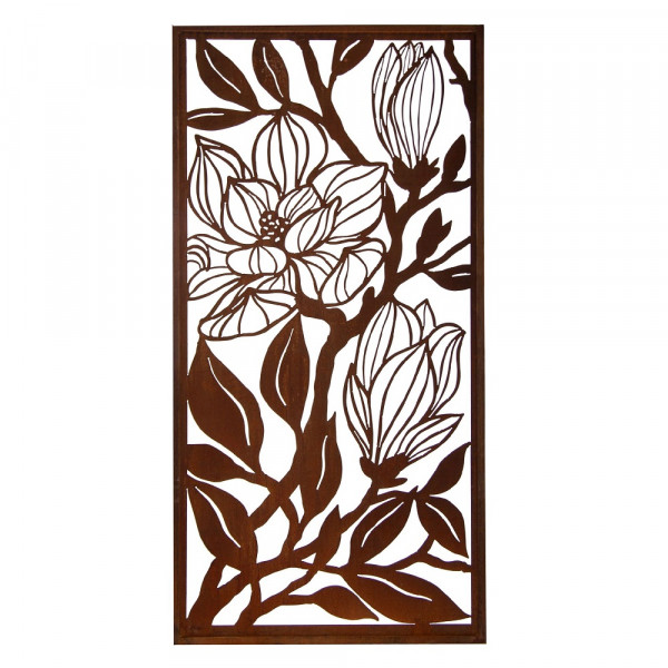 Rost Steckzaun Sichtschutz Paravent Deko Metallkunst magnolie