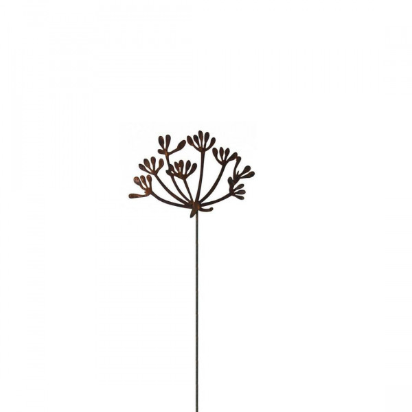 Dillblüte Gartenstecker aus Metall Rost Deko Gartenstab