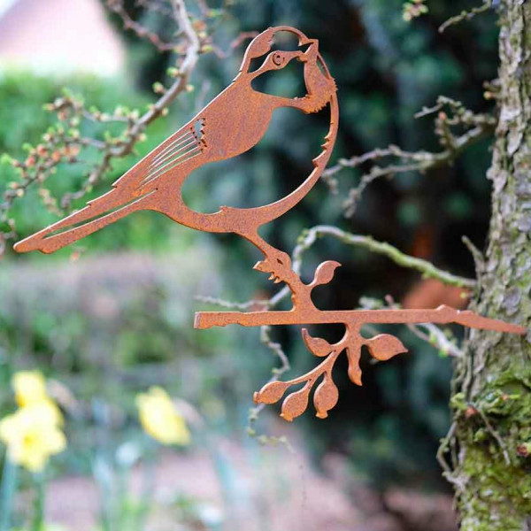 Baumdekoration Blaumeise Rost Corten Vogel