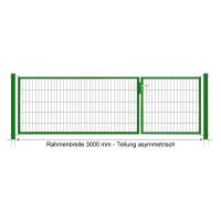 Industrie-Kombitor 1000 x 2980 mm, 2-flgl., asymmetrisch, moosgrün