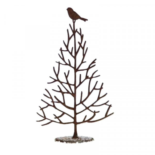 Corten Baum Saremo Tischdeko Rost Vogel zweige Winter Deko Kugeln