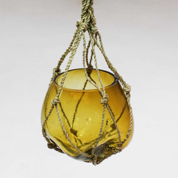 Hängeschale aus Glas in gelb