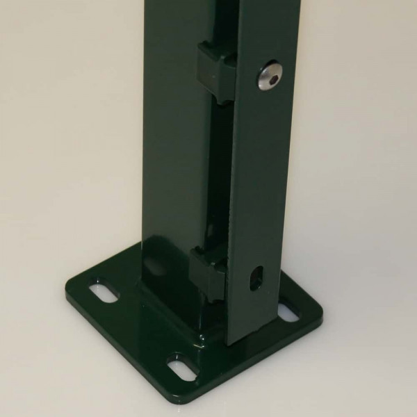 pfostenträger zum aufdübeln mit bodenplatte für zaun 180 cm in grün