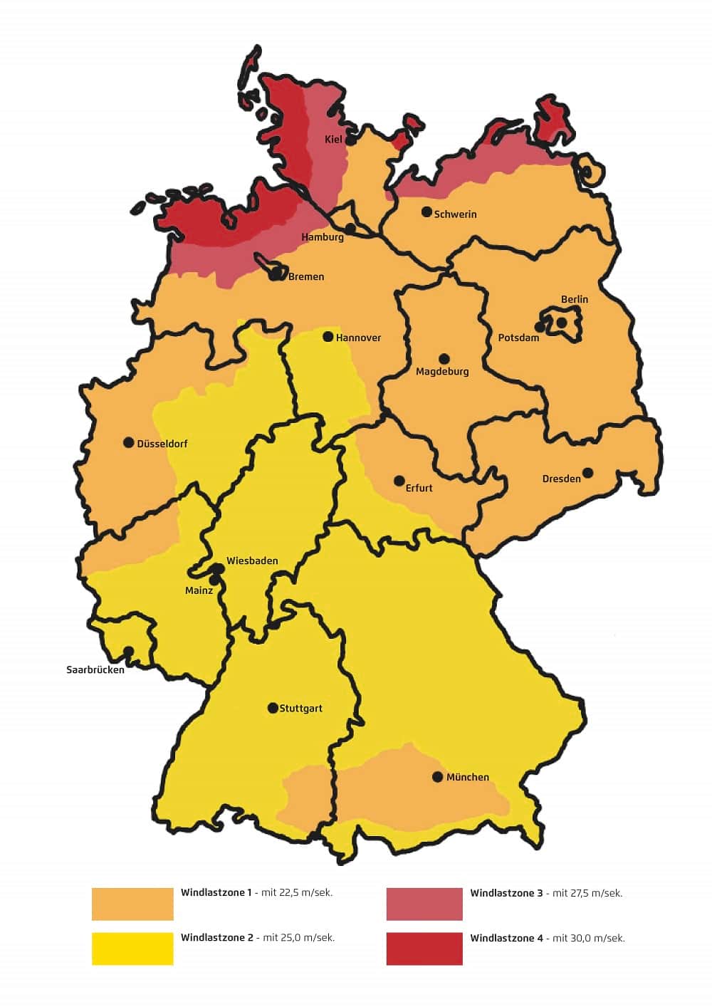 Windzonenen / Windgeschwindigkeiten