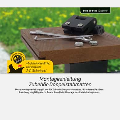 Umbau einer Doppelstabmatte zum Tor