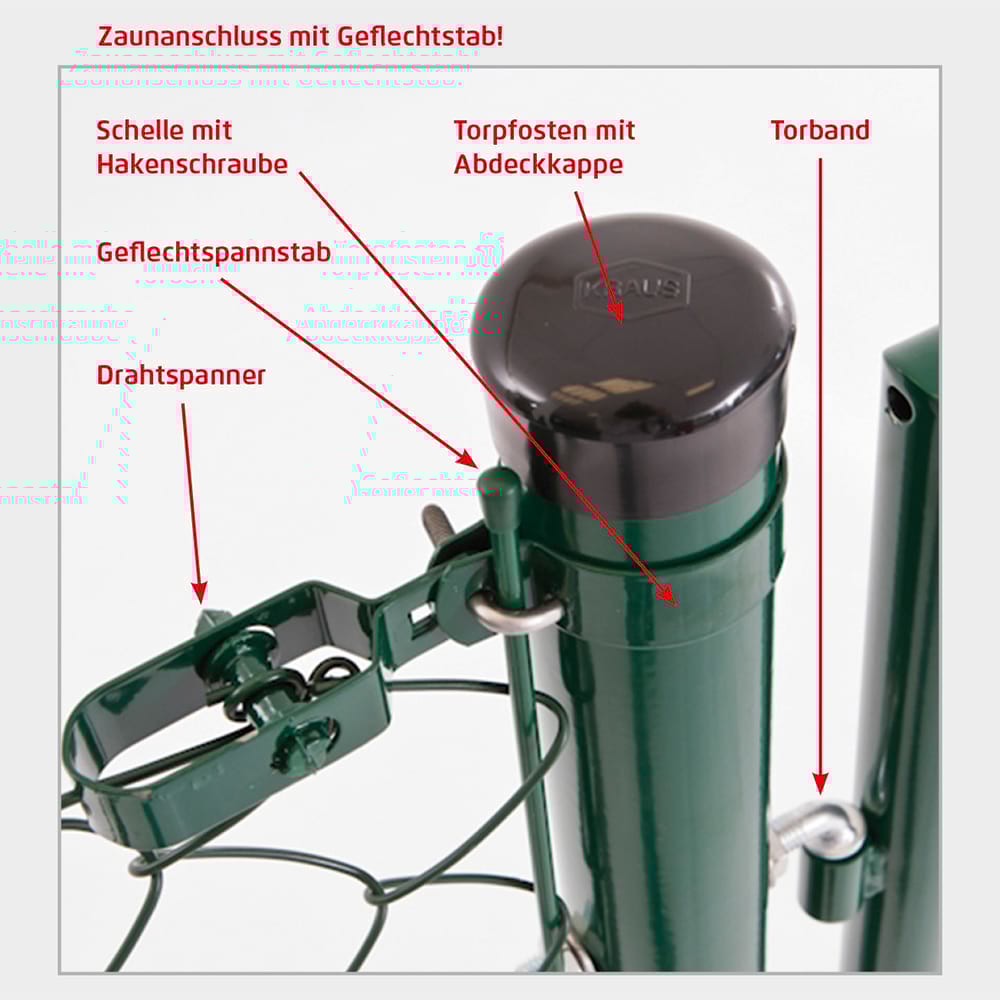 Torpfosten abstreben oder Zaunanschluss montieren.
