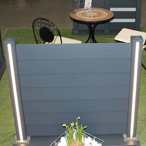 ALU Sichtschutz Aluminium Zaunpfosten Beleuchtung